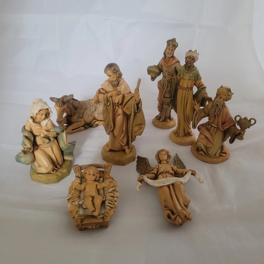 Lot Of 8 Fontanini Depose 5" 1980s / 90s Nativity Figures Italy Xmas Family Wise